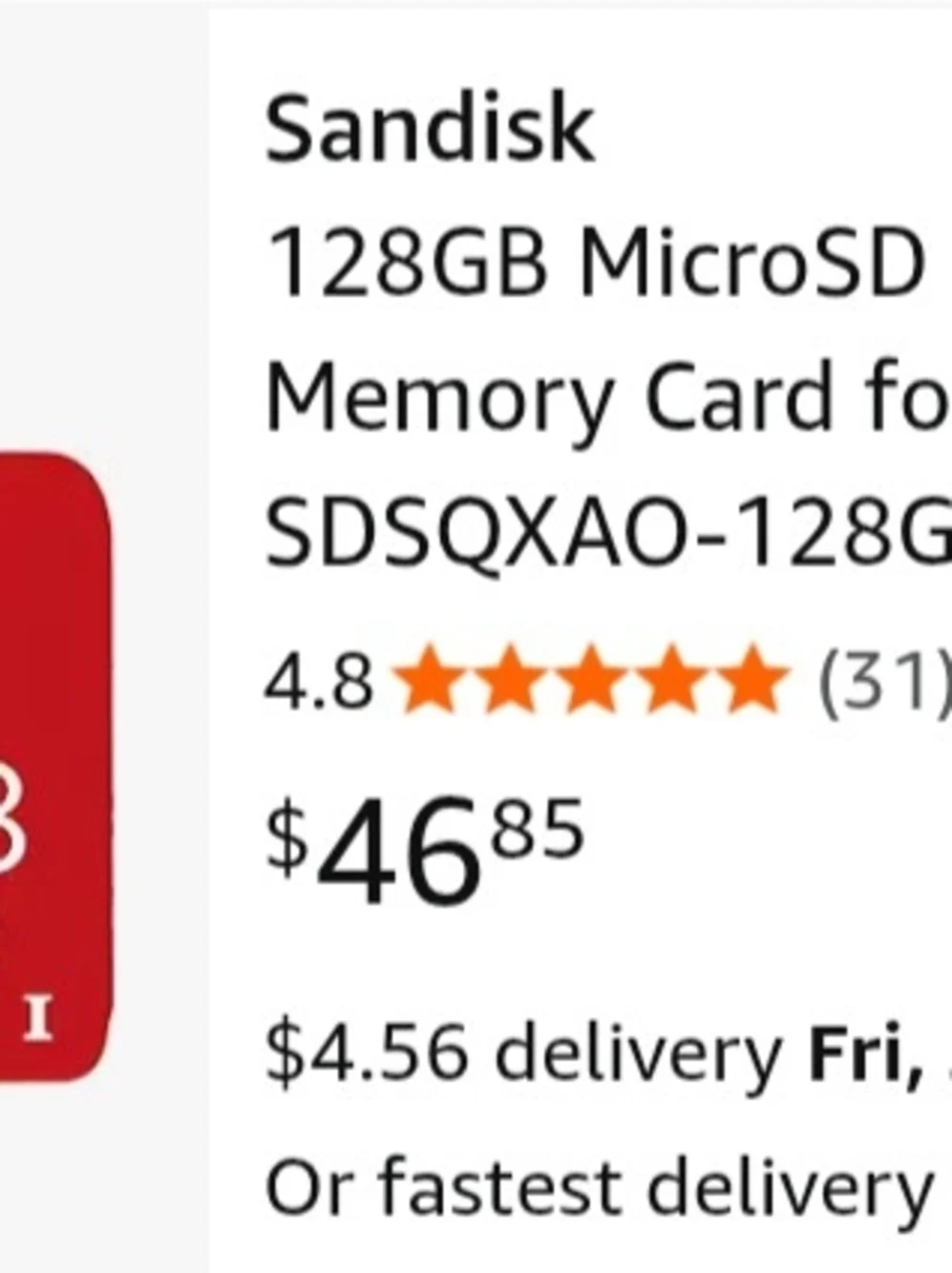 SanDisk 128GB Toadstool microSD for Nintendo Switch - Red